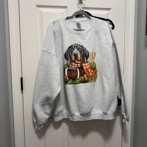 Oversized Gray Long Sleeve Sweatshirt with Dog Print
